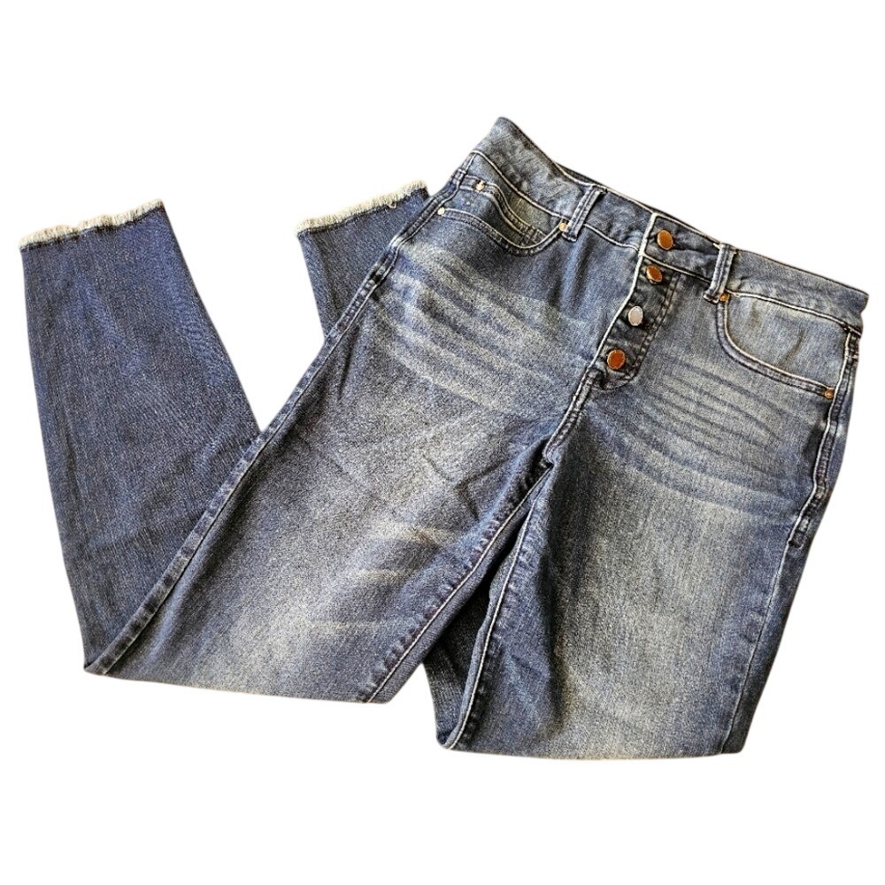 Women's 10 Maurices Ever flex high rise‎ skinny slim leg denim blue jeans pants